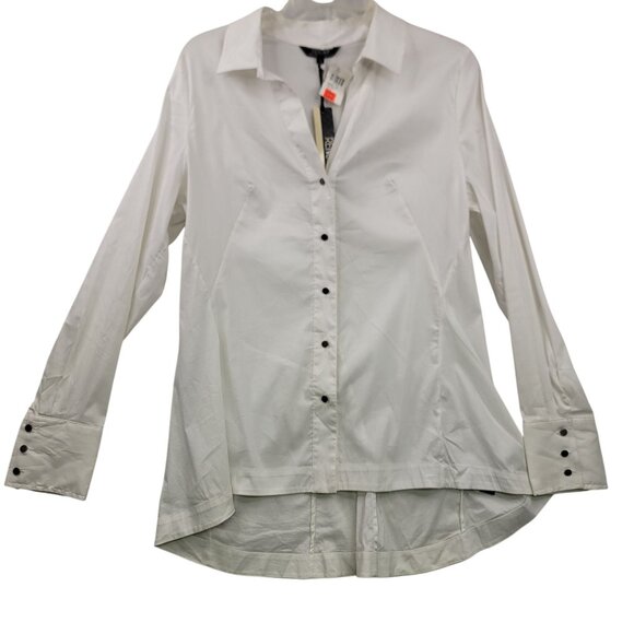 Renuar White Button-Up Shirt Size 12 Womens Sleek Cotton Nylon New - Picture 1 of 11